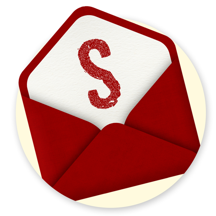 Red envelope with a red 'S' on a white background